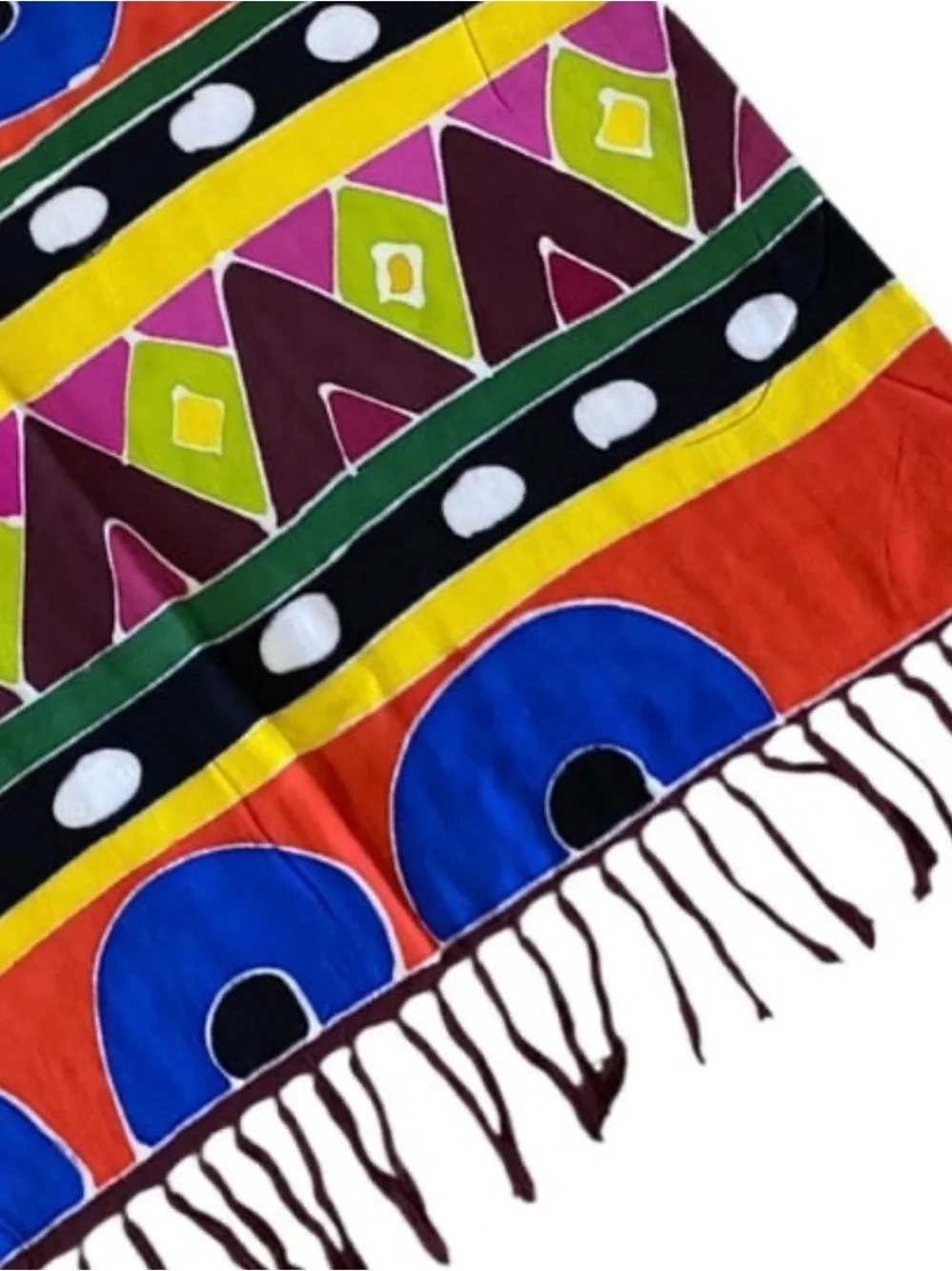Folk Art Gecko Sarong Beach Wrap Large Colorful Abstract Boho Festival Statement
